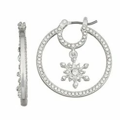 Napier Crystal Flakes Hoop Earrings