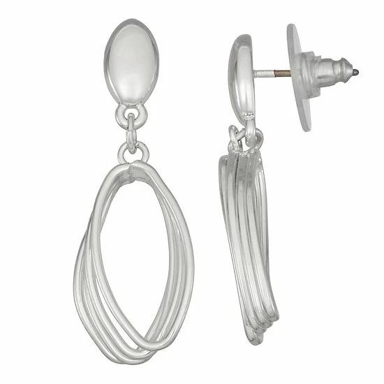 Napier Domed Post Oval Double Drop Earrings 1 Napier Domed Post Oval Double Drop Earrings