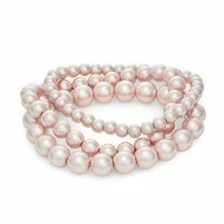 Napier Pink Simulated Pearl Stretch Bracelets Set