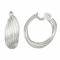 Napier Texture Hoop Clip Earrings