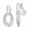 Napier Silver Tone Casual Twist Clip-On Drop Earrings