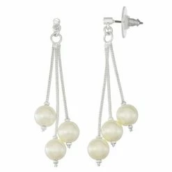 Napier Silver Tone Simulated Pearl Multi Strand Drop Earrings White -Napier Sales Store unnamed file 615