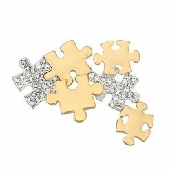 Napier Two-Tone Crystal Puzzle Pieces Pin
