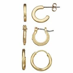 Napier Gold Tone Hoop Earring Set