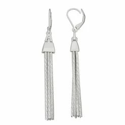 Napier Silver Tone Linear Tassel Earrings