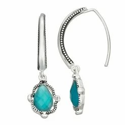 Napier Silver Tone Simulated Blue Crystal Threader Earrings