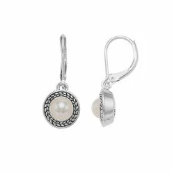 Napier Simulated Pearl Halo Drop Earrings Pearl White