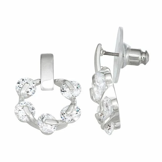 Napier Silver Tone & Simulated Crystal Doorknocker Earrings 1 Napier Silver Tone & Simulated Crystal Doorknocker Earrings
