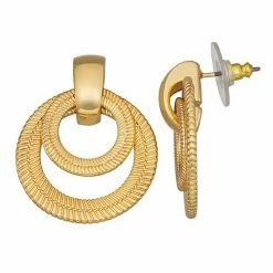 Napier Double Circle Texture Drop Earrings