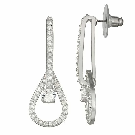 Napier Silver Tone Cubic Zirconia Nickel Safe Teardrop Earings 1 Napier Silver Tone Cubic Zirconia Nickel Safe Teardrop Earings