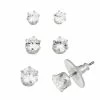 Napier Silver Tone Cubic Zirconia Stud Trio Earrings Set