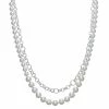 Napier Silver Tone Simulated Pearl Double-Strand Necklace