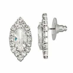 Napier Silver Tone Dazzle Oval Stud Earrings