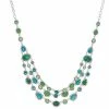 Napier Silver Tone Blue & Green Simulated Crystal Multi-Strand Necklace