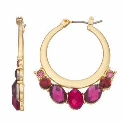 Napier Gold Tone Berry Statement Hoop Earrings