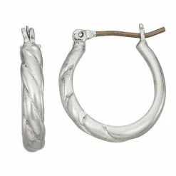 Napier Silver Tone Casual Twist Hoop Earrings