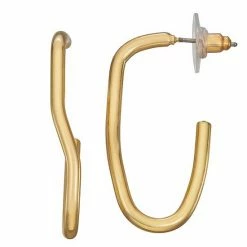 Napier Gold Tone Oval C-Hoop Earrings