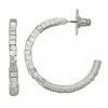 Napier Silver Tone Ridged Textured C-Hoop Earrings