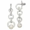 Napier Silver Tone Simulated Pearl Linear Drop Earrings