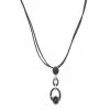 Napier Silver Tone Black Enamel Y-Necklace