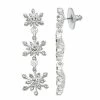Napier Silver Tone Simulated Crystal Snowflake Linear Earrings