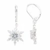 Women's Napier Silver-Toned Cubic Zirconia Leverback Drop Earrings