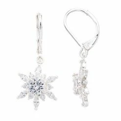 Women's Napier Silver-Toned Cubic Zirconia Leverback Drop Earrings